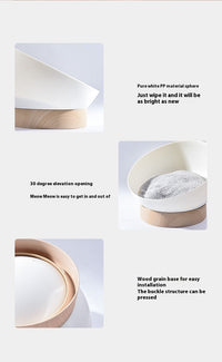 HKM-1616445 Stylish White Wood Grain Plastic Open Cat Nest for Cozy Relaxation