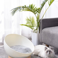 HKM-1616445 Stylish White Wood Grain Plastic Open Cat Nest for Cozy Relaxation