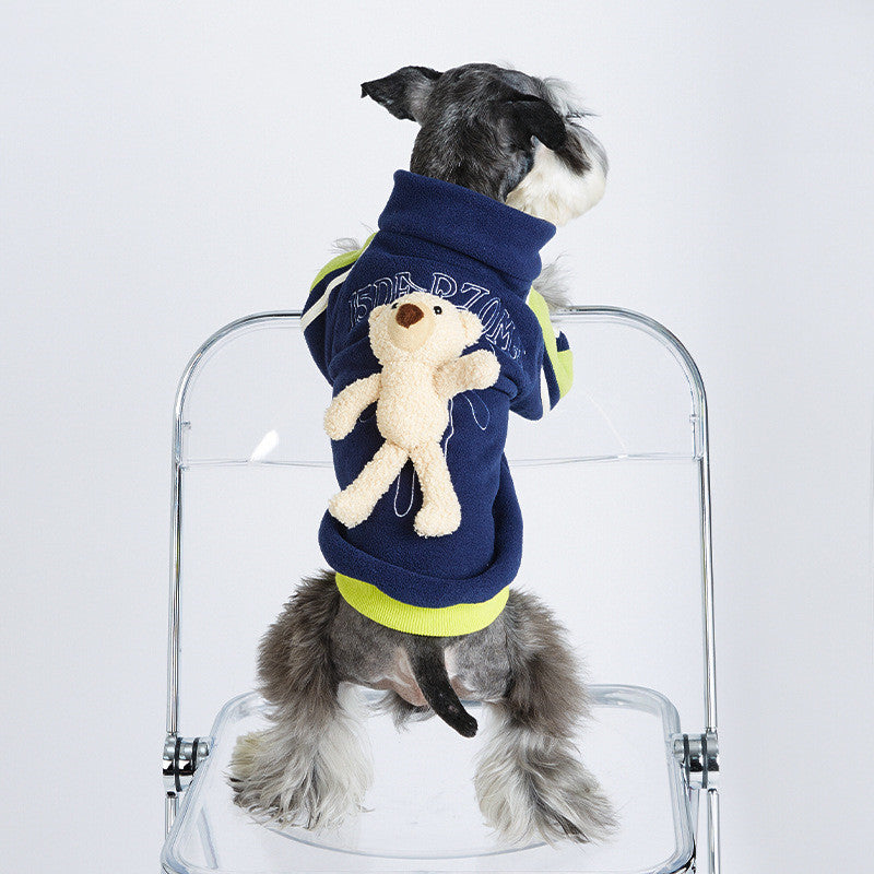 HKM-1616957 Cubs Style Baseball Uniform Dog Jacket for Spring and Autumn in Cotton with Detachable Bear