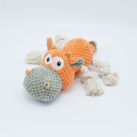 HKM-1617213 Cow Plush Velvet Dog Toy with Creaking Sound - Multiple Colors Available