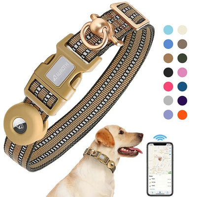 HKM-1618365 Silicone Anti-Lost Dog Collar with Monochrome Design, Nylon Material, Four Seasons, Multiple Sizes