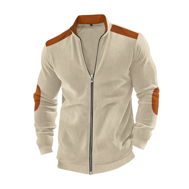 HKM-161875 Men's Customizable European Cotton Varsity Jacket Solid Color Long Sleeve Zipper Cardigan Fur Men's Fashion Long Sleeve