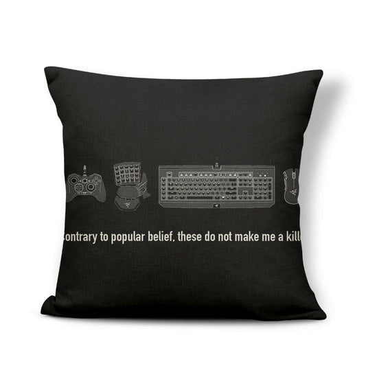 HKM-161875 Retro Game-Themed Cushion Cover - Nostalgic Polyester Linen Pillow, Various Colors, 45x45cm