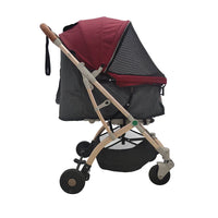HKM-162003 Lightweight Folding Pet Stroller for Cats and Dogs with Detachable Carrier and 180° Reversible Canopy, All-Terrain 4-Wheel Design