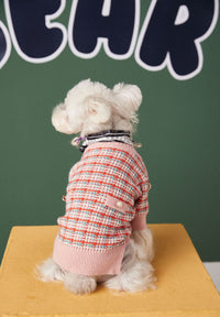 HKM-1620157 Small Fragrance Sweater Cardigan for Pets in Pink Wool