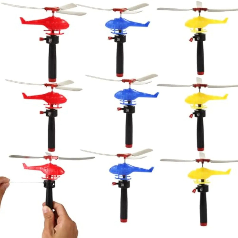 HKM-162131 Children's Handle Cable Helicopter Flying Toy - Outdoor Plastic Dragonfly Plane