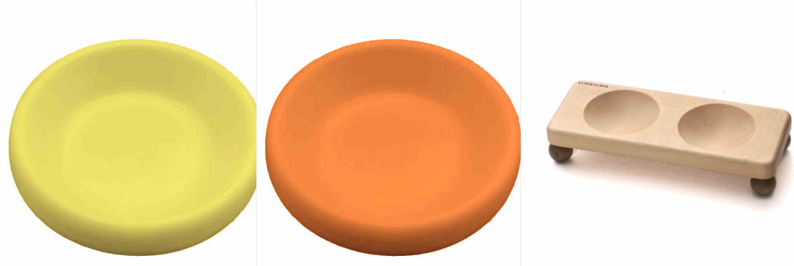 HKM-1622333 Solid Wood Cat Bowl with Ceramic Feeding Options in Various Colors