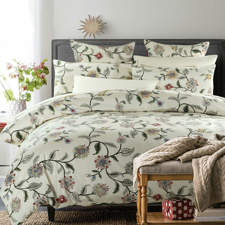 HKM-162259 Plant Flower Reactive Printed Cotton Sheets - 100% Pure Cotton Bedding Fabric