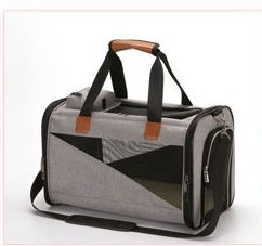 HKM-1624381 Stylish Foldable Pet Carrier Bag - Durable Cationic Linen in Gray, Brown, Cyan