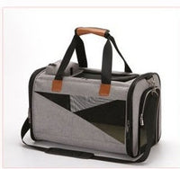 HKM-1624381 Stylish Foldable Pet Carrier Bag - Durable Cationic Linen in Gray, Brown, Cyan