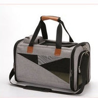 HKM-1624381 Stylish Foldable Pet Carrier Bag - Durable Cationic Linen in Gray, Brown, Cyan