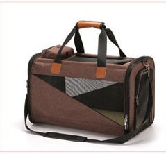 HKM-1624381 Stylish Foldable Pet Carrier Bag - Durable Cationic Linen in Gray, Brown, Cyan