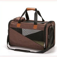 HKM-1624381 Stylish Foldable Pet Carrier Bag - Durable Cationic Linen in Gray, Brown, Cyan