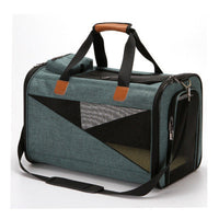 HKM-1624381 Stylish Foldable Pet Carrier Bag - Durable Cationic Linen in Gray, Brown, Cyan
