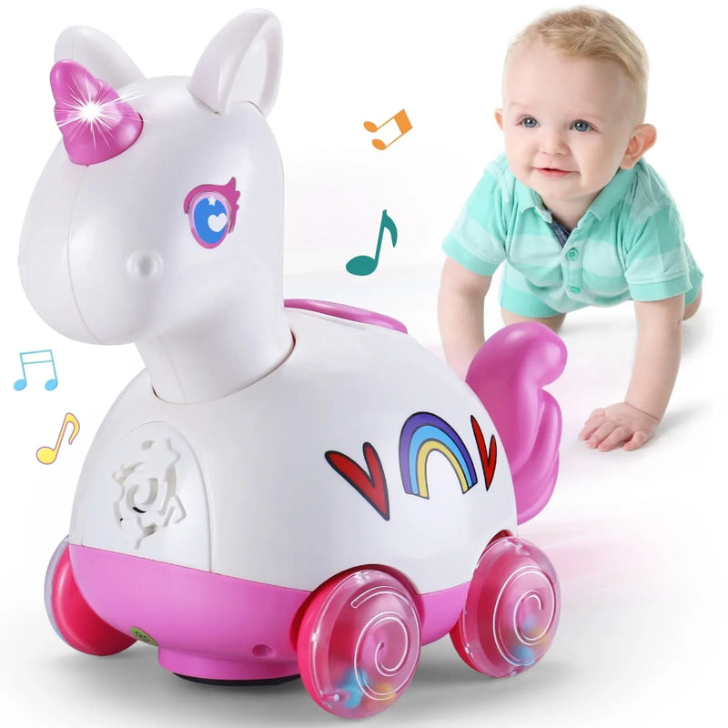HKM-162451 Unicorn Giraffe Walking Music Toy for Early Learning and Play - Perfect for Kids Aged 0 to 7 Years