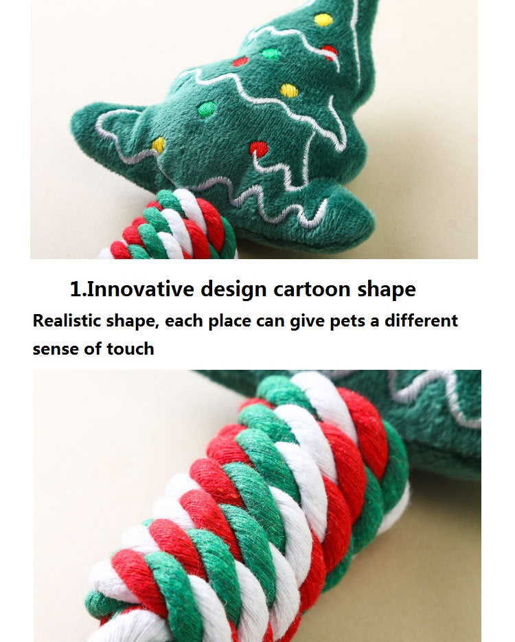 HKM-1625405 3-Pack Cotton Rope Pet Toys for Dogs and Cats - Plush Molar Bite Cartoon Design