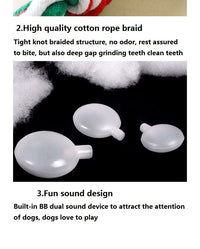 HKM-1625405 3-Pack Cotton Rope Pet Toys for Dogs and Cats - Plush Molar Bite Cartoon Design