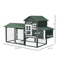 HKM-1625789 Spacious Wooden Chicken Coop with Covered Run and Nesting Box for Outdoor Use