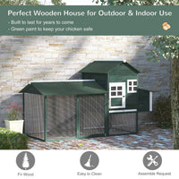 HKM-1625789 Spacious Wooden Chicken Coop with Covered Run and Nesting Box for Outdoor Use
