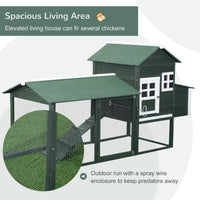 HKM-1625789 Spacious Wooden Chicken Coop with Covered Run and Nesting Box for Outdoor Use