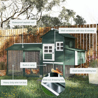 HKM-1625789 Spacious Wooden Chicken Coop with Covered Run and Nesting Box for Outdoor Use