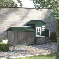HKM-1625789 Spacious Wooden Chicken Coop with Covered Run and Nesting Box for Outdoor Use