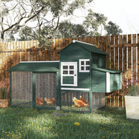 HKM-1625789 Spacious Wooden Chicken Coop with Covered Run and Nesting Box for Outdoor Use