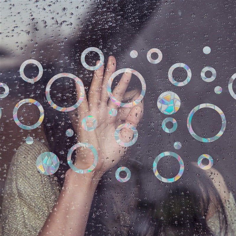HKM-162579 3D Static Window Film for Decoration - Cat, Cloud, Moon, Butterfly Patterns, Plastic Material