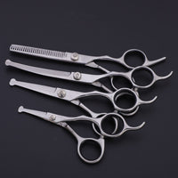 HKM-1625917 Stainless Steel Pet Trimming Shears Set with Accessories - 8 Pieces Including Comb and Leather Case