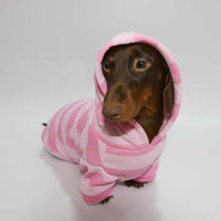 HKM-1626557 Cozy Pink Striped Hooded Sweater for Pets - Autumn and Winter Warmth