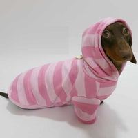 HKM-1626557 Cozy Pink Striped Hooded Sweater for Pets - Autumn and Winter Warmth