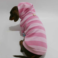 HKM-1626557 Cozy Pink Striped Hooded Sweater for Pets - Autumn and Winter Warmth