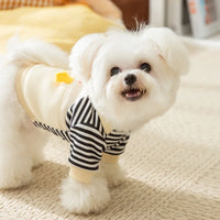 HKM-1626685 Cute Cartoon Dog Hoodie for Small and Medium Pets - Striped Design with Duck Pattern and Plush Details