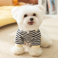 HKM-1626685 Cute Cartoon Dog Hoodie for Small and Medium Pets - Striped Design with Duck Pattern and Plush Details