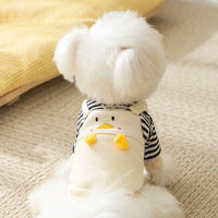 HKM-1626685 Cute Cartoon Dog Hoodie for Small and Medium Pets - Striped Design with Duck Pattern and Plush Details