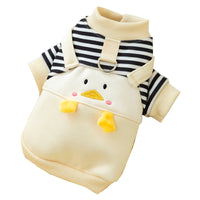 HKM-1626685 Cute Cartoon Dog Hoodie for Small and Medium Pets - Striped Design with Duck Pattern and Plush Details