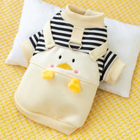 HKM-1626685 Cute Cartoon Dog Hoodie for Small and Medium Pets - Striped Design with Duck Pattern and Plush Details