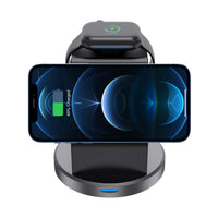 HKM-162707 15W Multifunctional Wireless Charger for Phone, Watch, and Headset - Black USB Interface