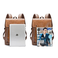 HKM-162707 Large Capacity Waterproof PU Leather Laptop Backpack for Men - Ideal for Travel and Daily Use