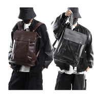 HKM-162707 Large Capacity Waterproof PU Leather Laptop Backpack for Men - Ideal for Travel and Daily Use