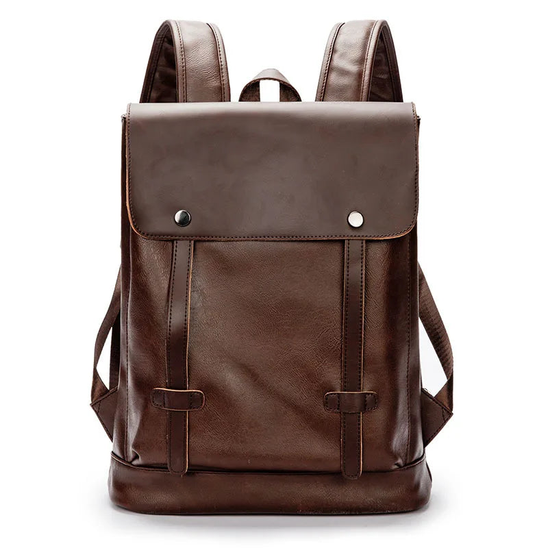 HKM-162707 Large Capacity Waterproof PU Leather Laptop Backpack for Men - Ideal for Travel and Daily Use