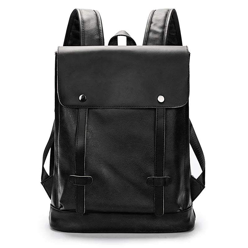 HKM-162707 Large Capacity Waterproof PU Leather Laptop Backpack for Men - Ideal for Travel and Daily Use