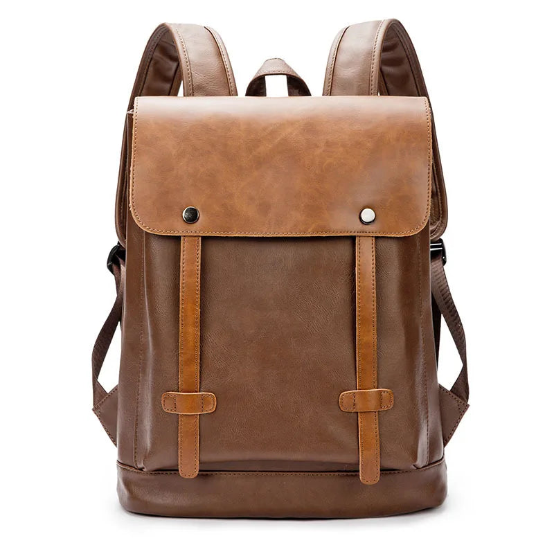 HKM-162707 Large Capacity Waterproof PU Leather Laptop Backpack for Men - Ideal for Travel and Daily Use