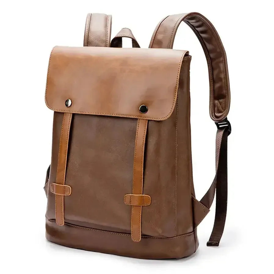 HKM-162707 Large Capacity Waterproof PU Leather Laptop Backpack for Men - Ideal for Travel and Daily Use