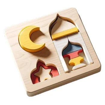 HKM-162771 3D Arabic Wooden Block Toy Set for Preschool Learning - Islamic Educational Toy for Kids
