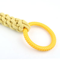 HKM-1629373 Interactive Natural Cotton Rope Tug Toy for Dogs with Double Loop Design and Handles, Ideal for Teething and Chewing