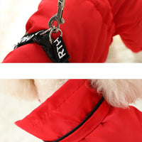 HKM-1630269 Stylish Red Four-Legged Pet Outfit for Spring and Autumn, Comfortable Ski Material with Silk Lining