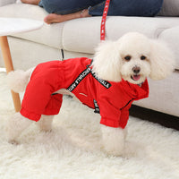 HKM-1630269 Stylish Red Four-Legged Pet Outfit for Spring and Autumn, Comfortable Ski Material with Silk Lining