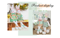 HKM-163091 Cute Sitting Rabbit Toy with Flower Basket - Spring Garden Style Plush Home Decoration