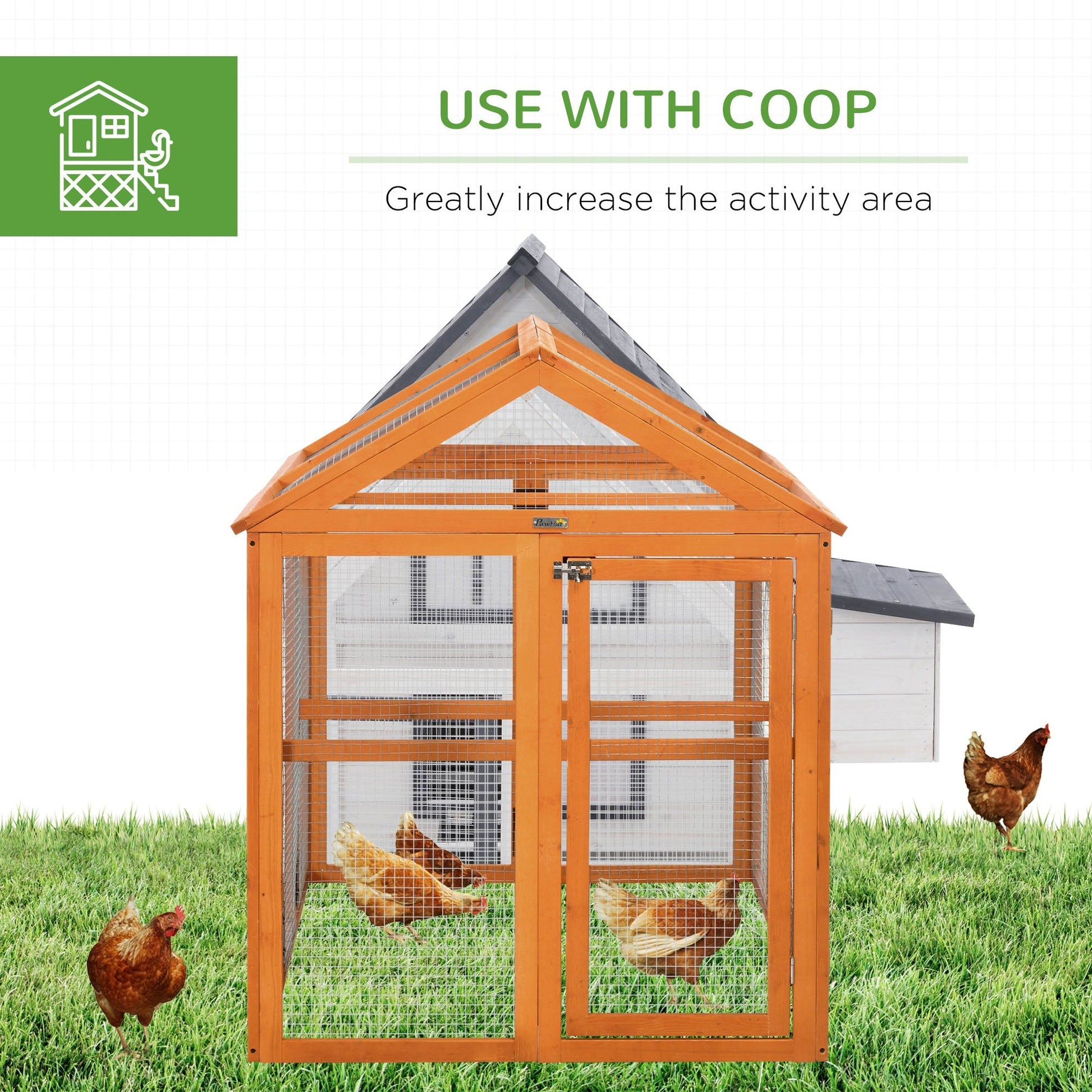 HKM-1631549 Wooden Chicken Coop with Perches - 4.6' x 2.8' Outdoor Run for 1-3 Chickens, Orange